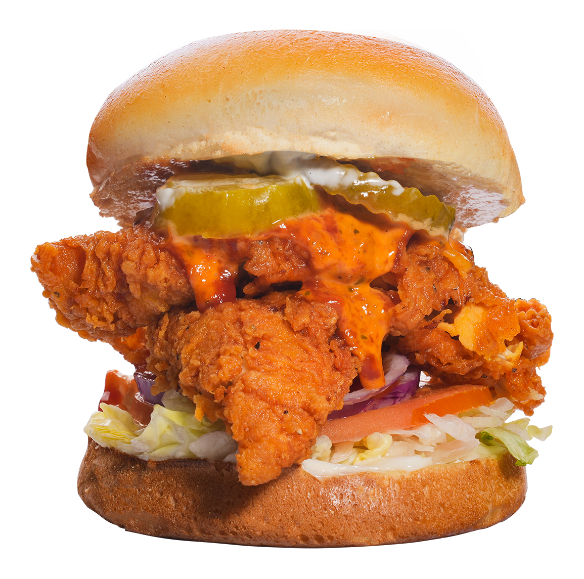 Chicken sandwich with toppings